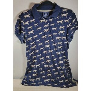 Ariat Blue Horse Print Polo Shirt Women's L Cotton